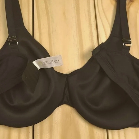 Delimira Womens Bra 34C Underwire Unlined Black - Picture 3 of 8